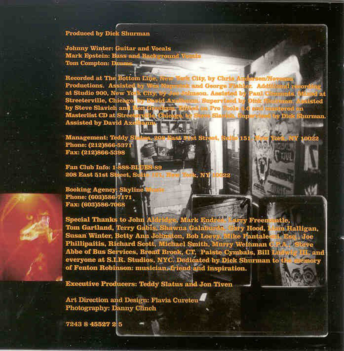JOHNNY WINTER - Live in NYC 1997 inner gatefold cover